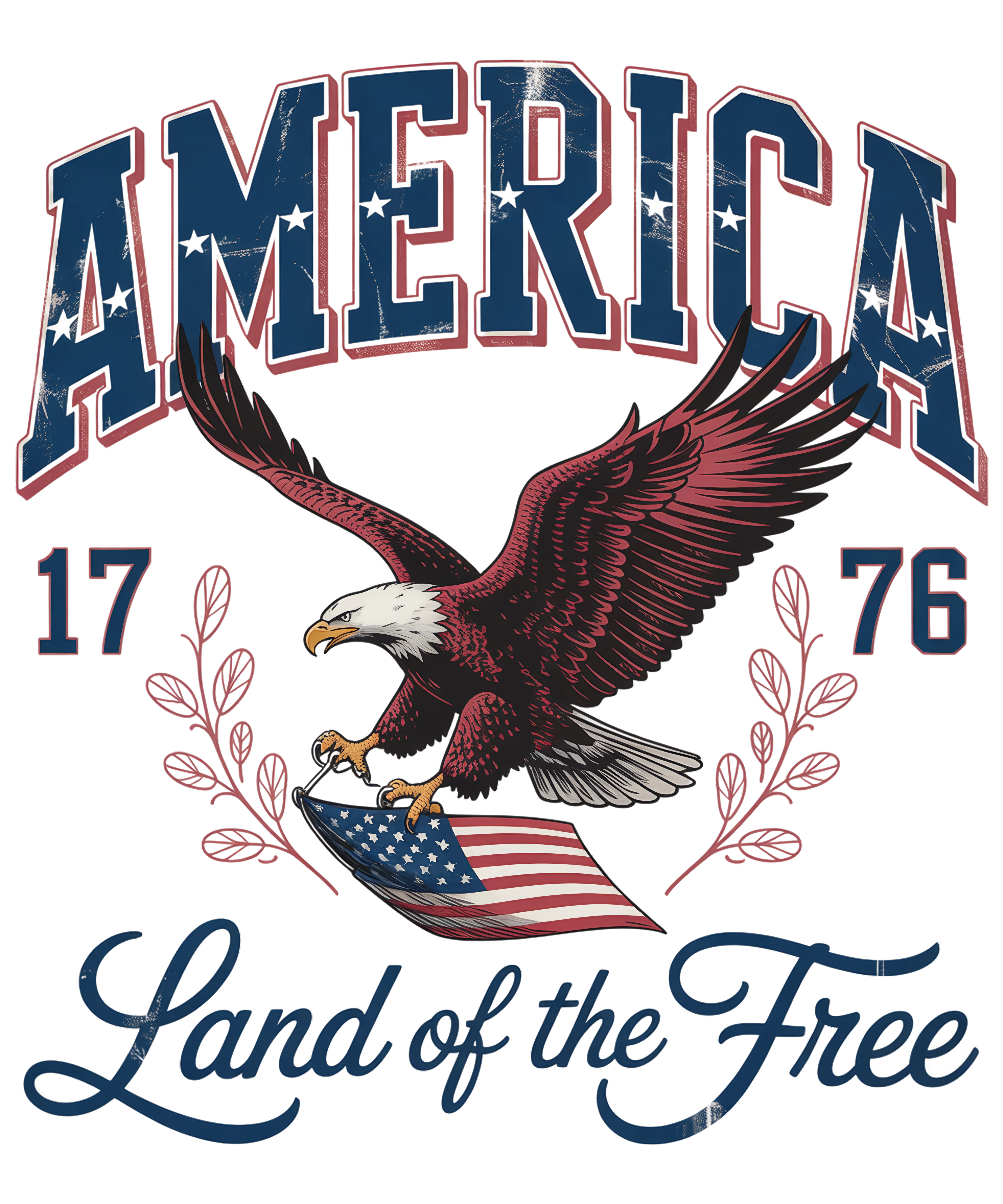 America Eagle DTF Transfer | 4th of July Land of the Free Patriotic Design | USA Flag Eagle Print | Ready To Press Transfer - 250-T23