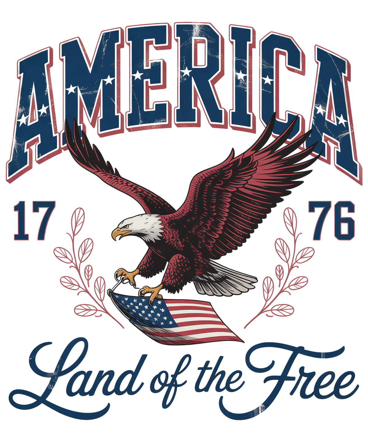 America Eagle DTF Transfer | 4th of July Land of the Free Patriotic Design | USA Flag Eagle Print | Ready To Press Transfer - 250-T23