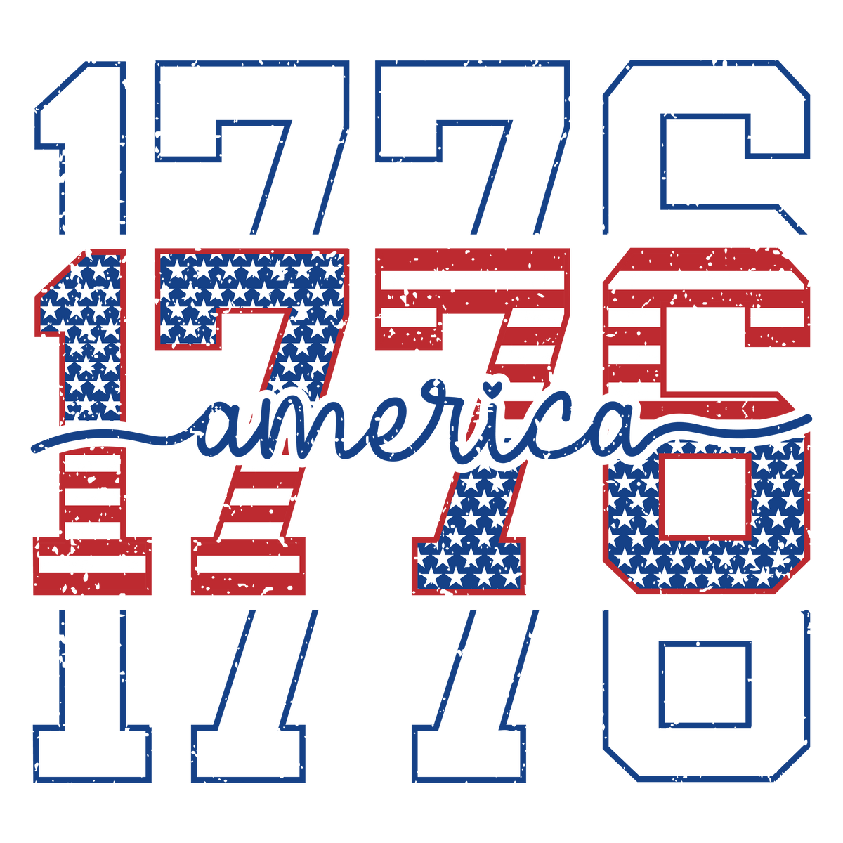 America 1776 DTF Transfer | 4th of July  Varsity Patriotic Shirt Design | USA Flag Print | Ready To Press Transfer - 250-T21