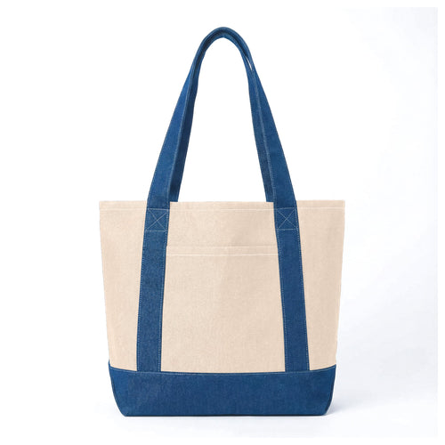 Iconic Denim Tote Bag with Front Pocket