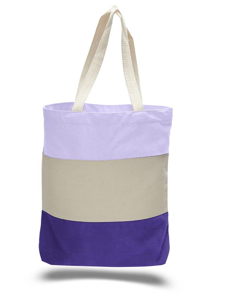 Q-Tees Tri-Color Canvas Tote Bag (Mini Shopper)