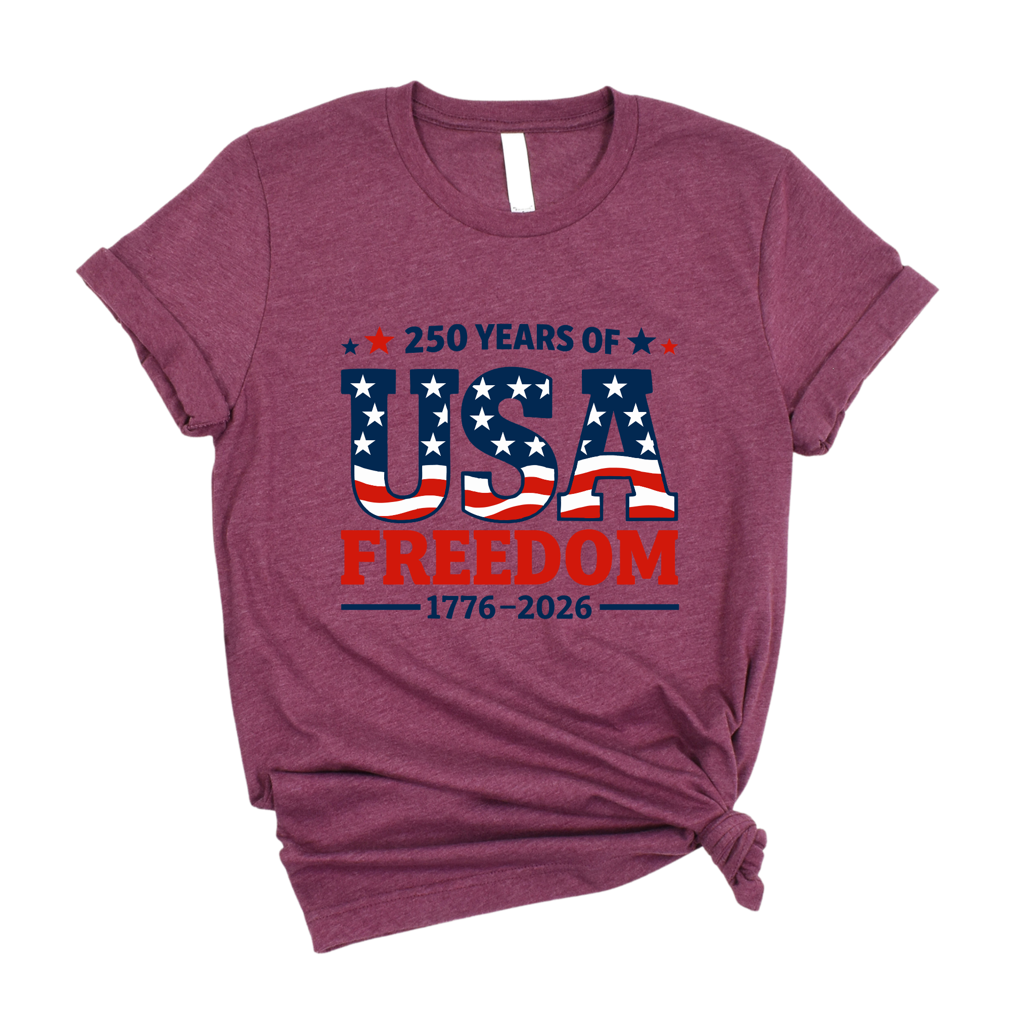 USA Freedom DTF Transfer | 250 Years of Freedom 1776-2026 | Patriotic American Flag Shirt Design | Ready To Press- 250-T17